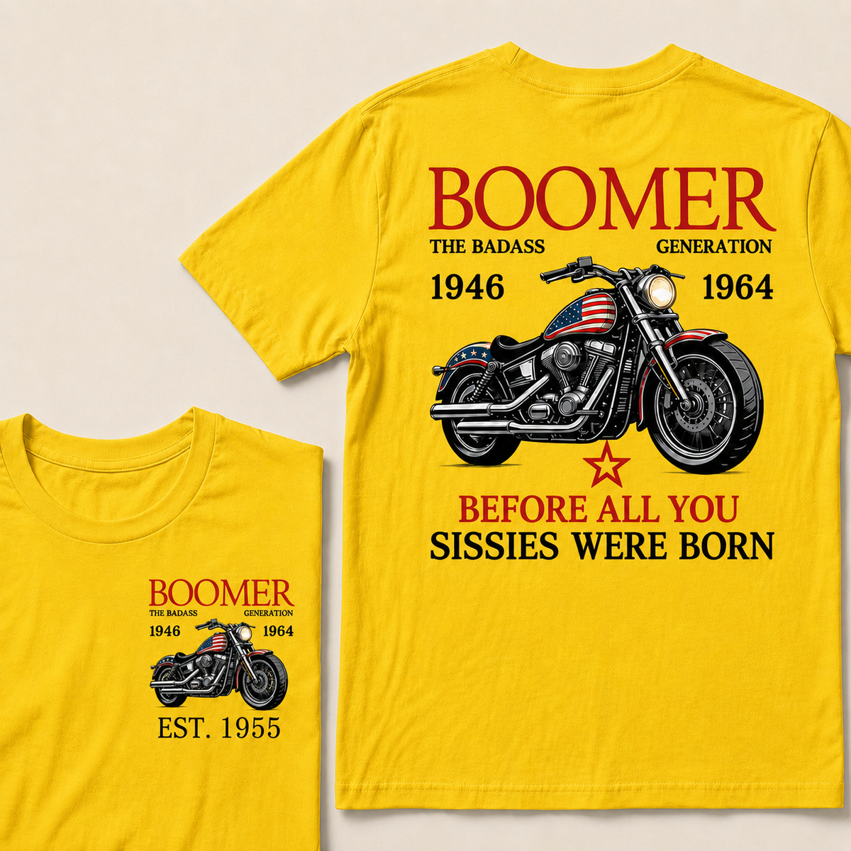 Boomer The Badass Generation Motorcycle rider  Custom EST.Year T-shirts