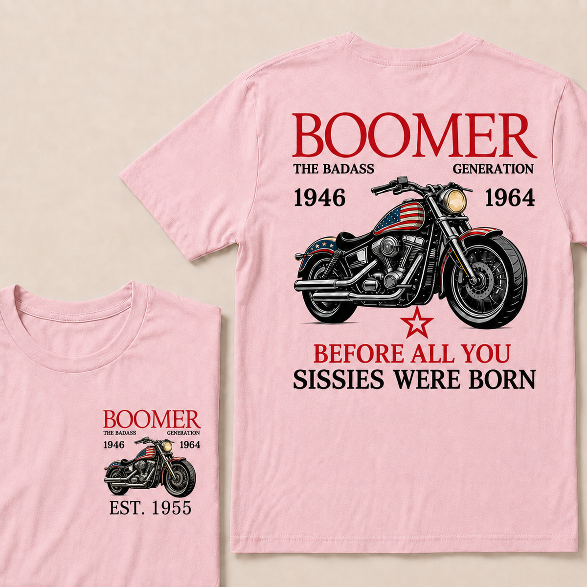 Boomer The Badass Generation Motorcycle rider  Custom EST.Year T-shirts