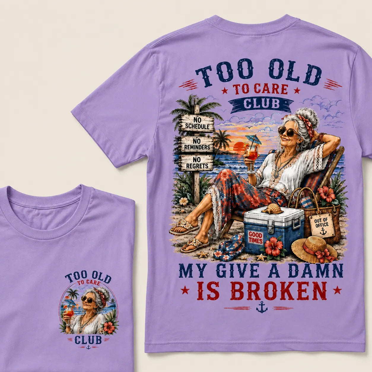 Women’s Too Old To Care Club My Give A Damn Is Broken T-Shirt