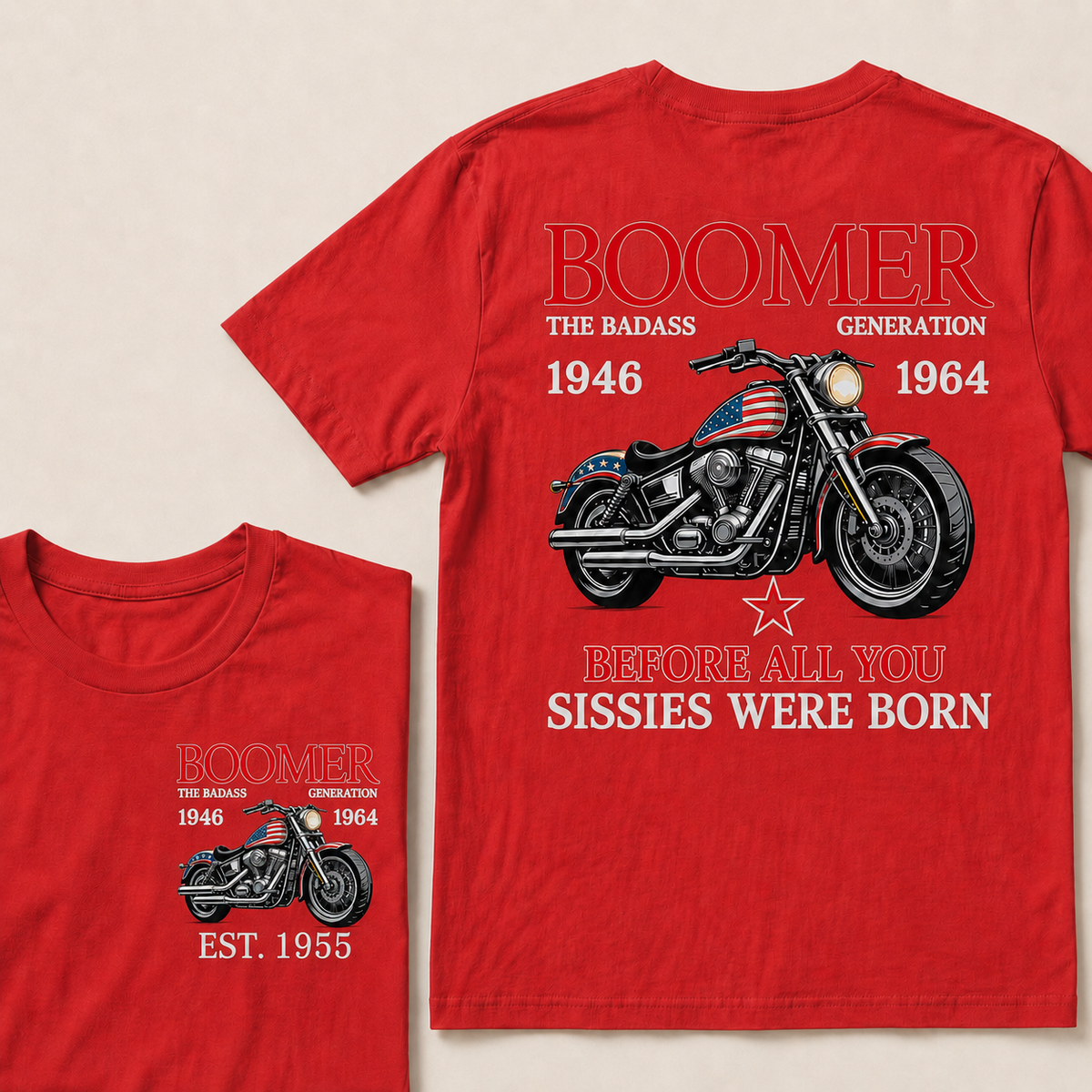 Boomer The Badass Generation Motorcycle rider  Custom EST.Year T-shirts
