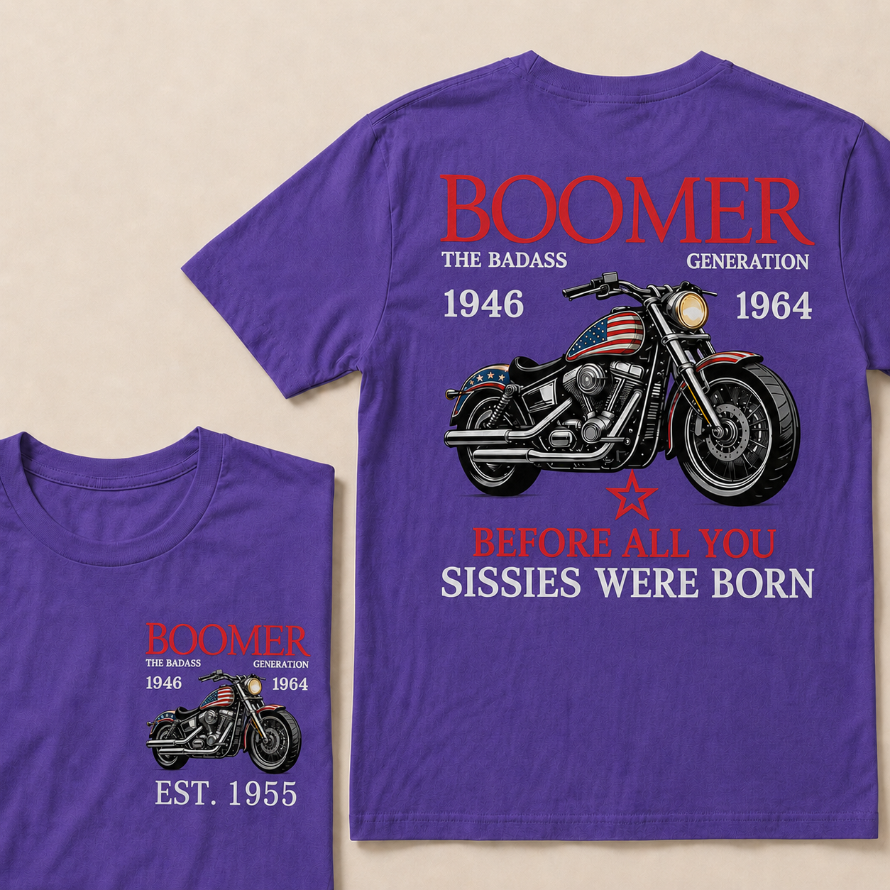 Boomer The Badass Generation Motorcycle rider  Custom EST.Year T-shirts