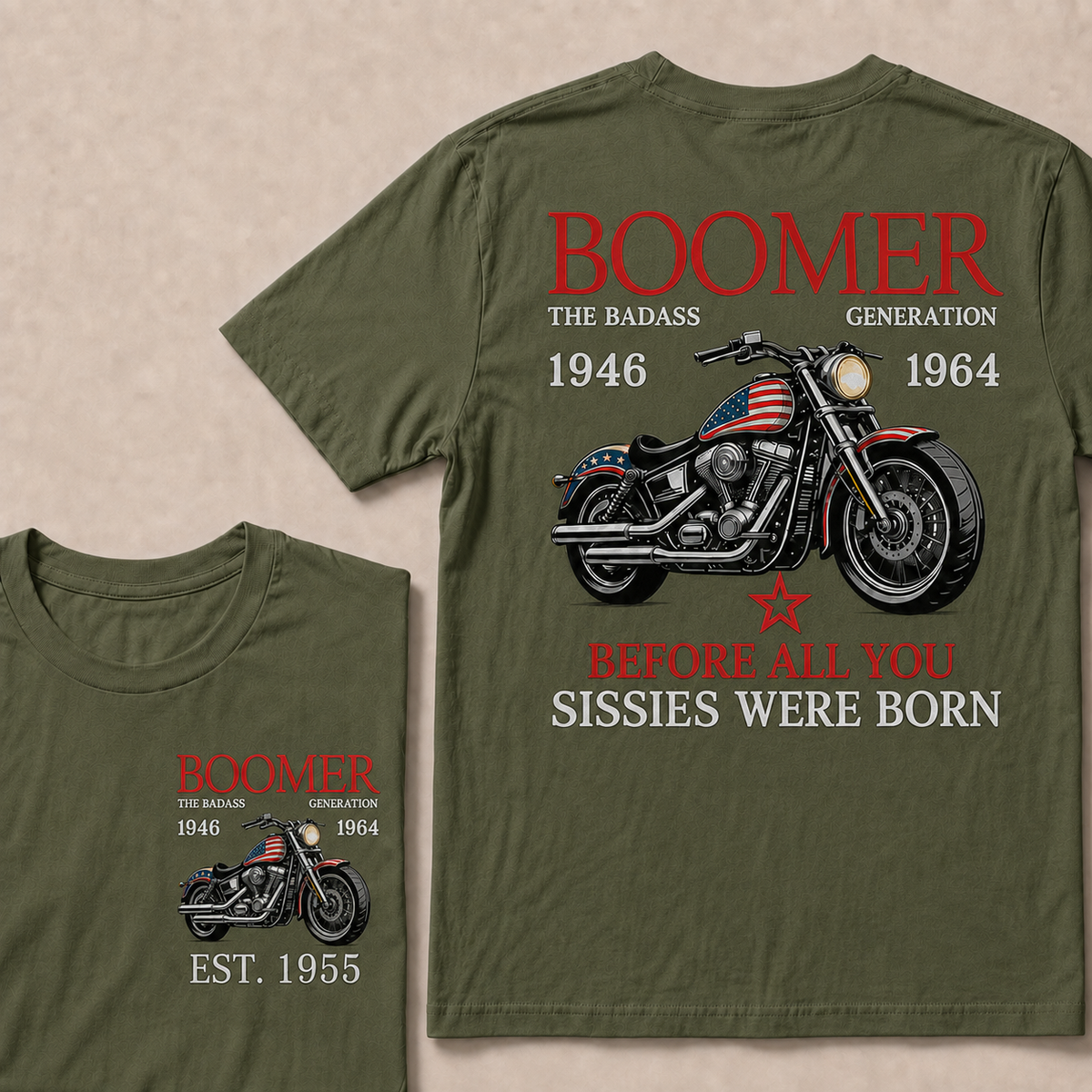 Boomer The Badass Generation Motorcycle rider  Custom EST.Year T-shirts